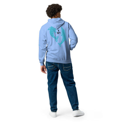 Heavy-Blend Zip Hoodie blue dolphin design