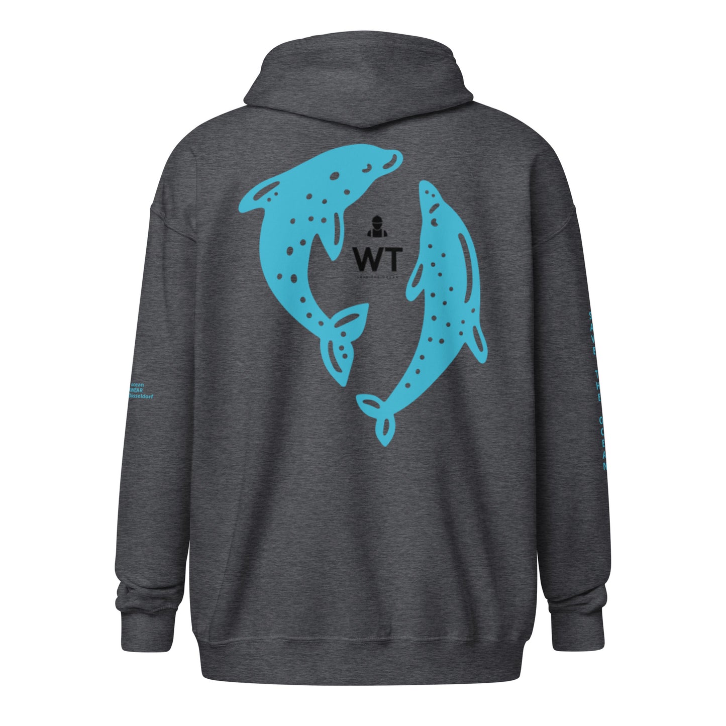 Heavy-Blend Zip Hoodie blue dolphin design