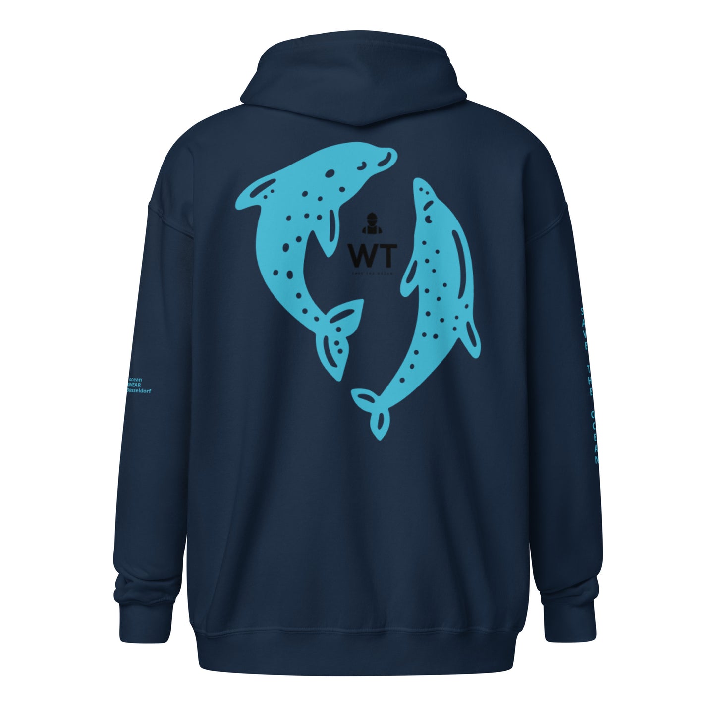 Heavy-Blend Zip Hoodie blue dolphin design