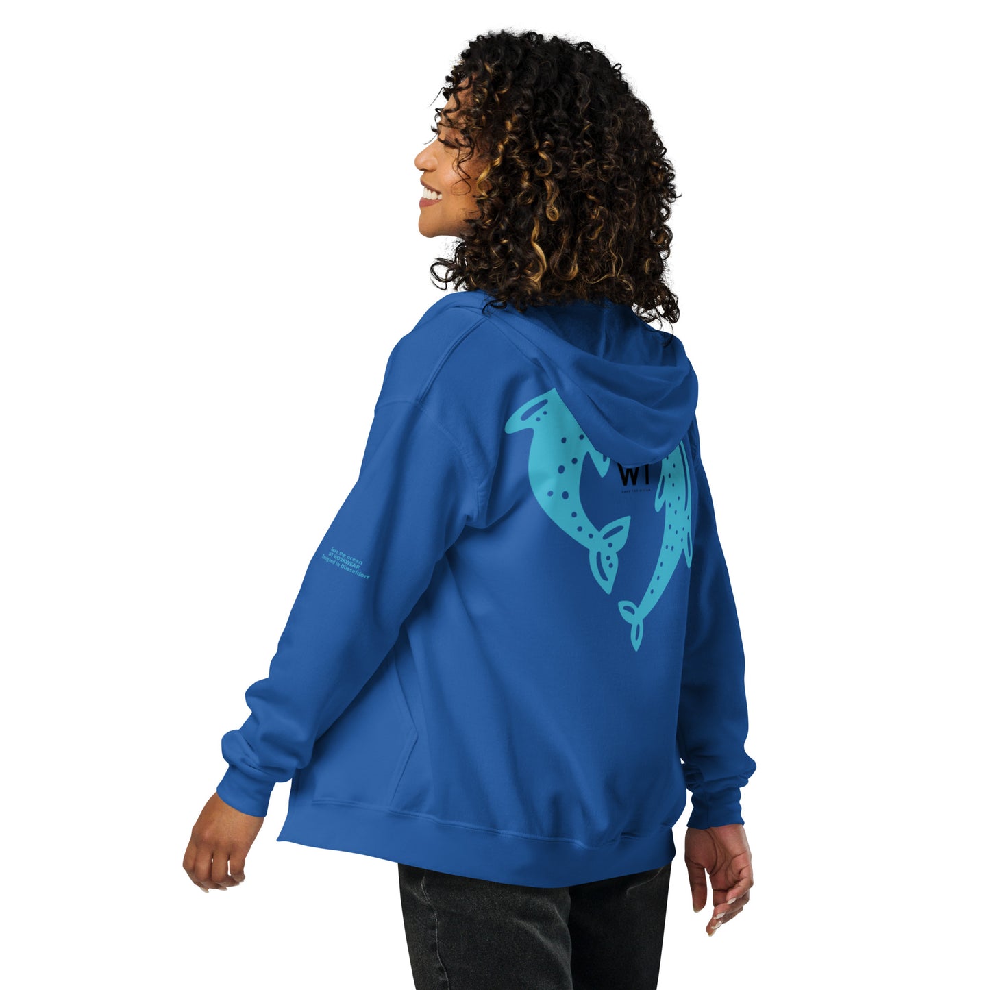 Heavy-Blend Zip Hoodie blue dolphin design