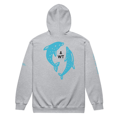 Heavy-Blend Zip Hoodie blue dolphin design