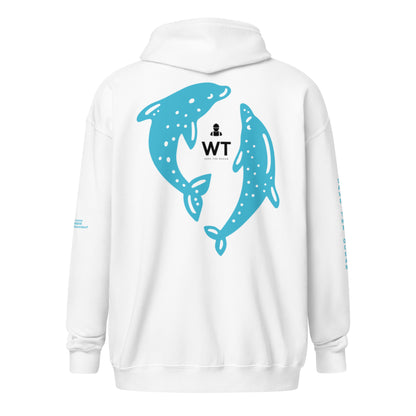 Heavy-Blend Zip Hoodie blue dolphin design