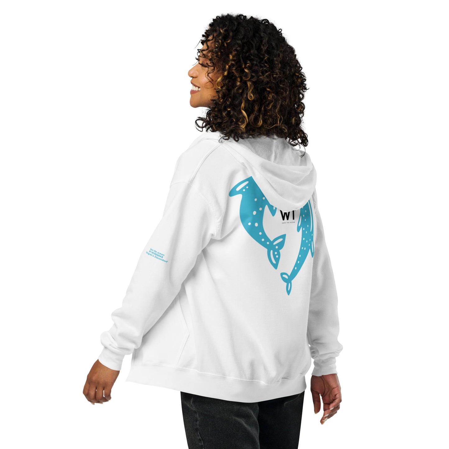 Heavy-Blend Zip Hoodie blue dolphin design